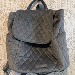 Vera Bradley Blue Gray Quilted Mini Backpack Floral Lining Small Bag